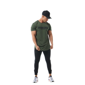 S2 Army Green Unfinished Business Curved Hem Tee