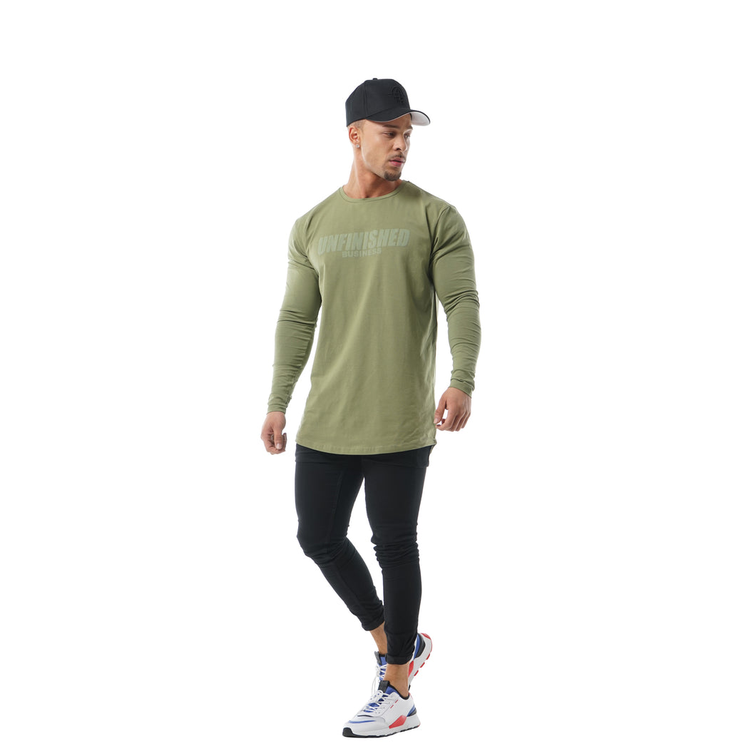 Faded Unfinished Business Long Sleeve - Olive